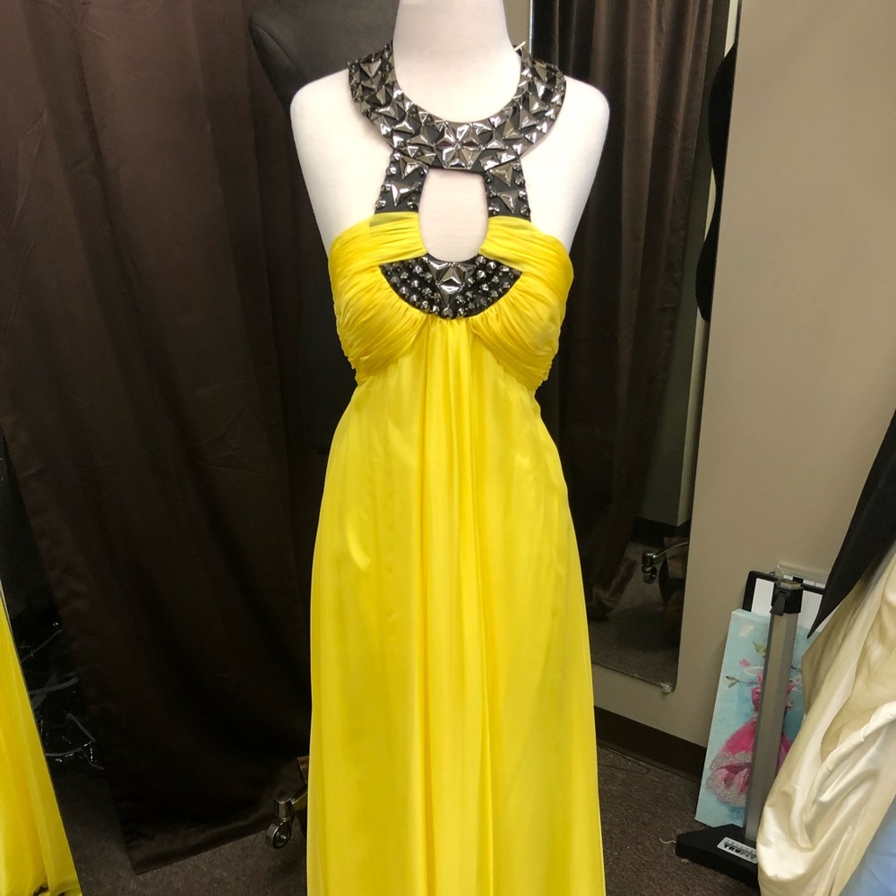 Yellow & Black Formal Gown by Precious Formals Size 12